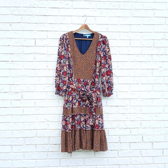Draper James Midi Fit And Flare Fall Paisley Dress - Picture 3 of 10